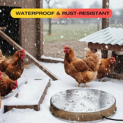 H&G lifestyles Chicken Water Heater, Heated Chicken Waterer | Poultry Water Heater for Winter, Compatible with 5 Gallons Chicken Waterer,13 Inches Stainless Steel Chicken Water Heater