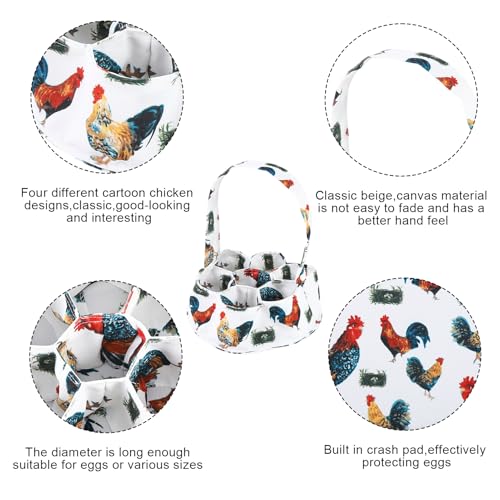 Egg Collecting Basket, Canvas Egg Basket for Gathering with 7 Pouches for Chicken, Duck, Goose, Bird, Various Poultry Collection (Grass-nest chicken) - style: Grass-nest chicken