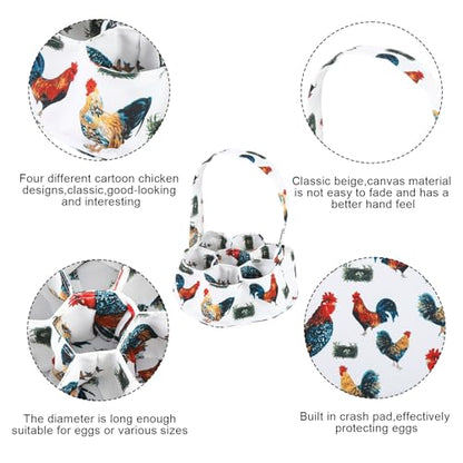 Egg Collecting Basket, Canvas Egg Basket for Gathering with 7 Pouches for Chicken, Duck, Goose, Bird, Various Poultry Collection (Grass-nest chicken) - style: Grass-nest chicken