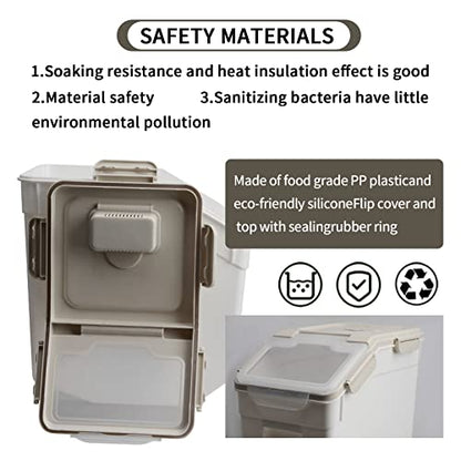 Large Flour Storage Container Bin 25lb, 2Pack Airtight Rice Storage Containers with Wheels Seal Locking Lid, BPA Free with Measuring Cup&Scoop for Flour, Rice, Grain(Gray) - color: Gray 2Pack 25Lb