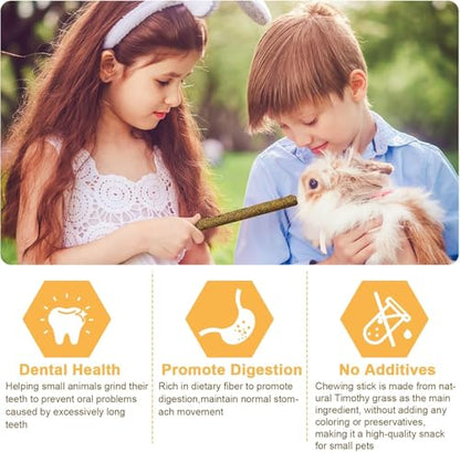 VESPRO 208Pcs Rabbit Chew Sticks, Guinea Pig Toys, Natural Timothy Grass Molar Teeth Stick, Mixing Flowers, Roses, Calendula and Forget Me Not, Small Animals Treats - size: 1 Count (Pack of 208)