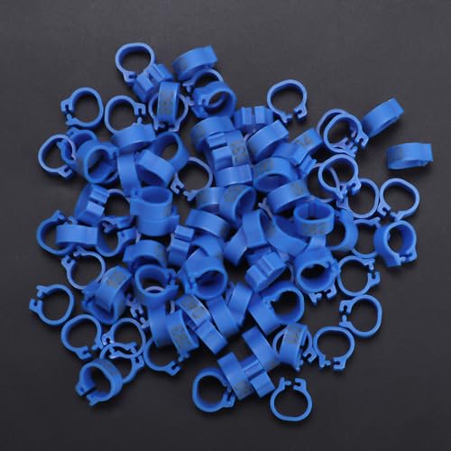 100Pcs Birds Leg Rings, 8mm Pigeon Leg Bands 001 to 100 Numbered Plastic Clip on Identification Rings for Chicks Parrots Finch Dove Lovebird Quail Bantam Lovebirds (Dark Blue) - color: Dark Blue
