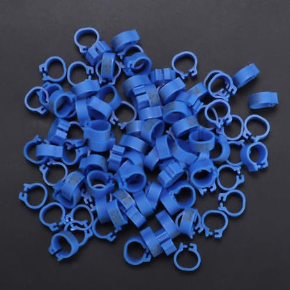 100Pcs Birds Leg Rings, 8mm Pigeon Leg Bands 001 to 100 Numbered Plastic Clip on Identification Rings for Chicks Parrots Finch Dove Lovebird Quail Bantam Lovebirds (Dark Blue) - color: Dark Blue