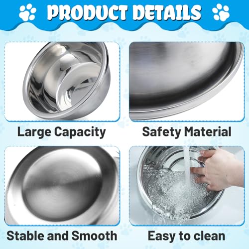 2 Pcs 0.7 Gallon Dog Bowls for Small Medium Dogs - Food Grade Stainless Steel Metal Water Bowl, Easy to Clean Food Bowls for Indoor Outdoor - size: 0.7 Gallons