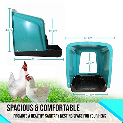 Nesting Boxes for Chicken Coop | Roll Away Hen House for Laying Eggs | Durable Plastic Chick Brooder Box with Perch & Pull Out Egg Tray for Poultry Farm | Chicken Coop Accessories (Pack of 10)