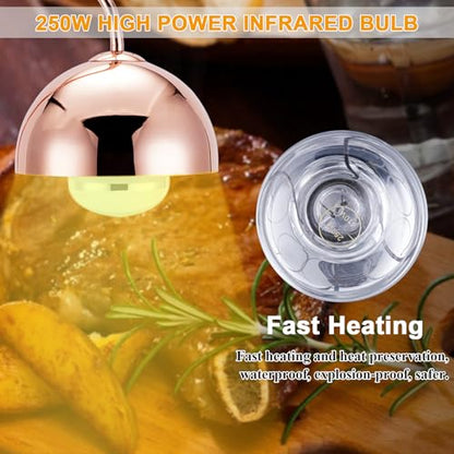 Commercial Food Heat Lamp with Marble Base Infrared Heating Bulb for Food Heating Warmer Light Lamp for Food Service Heat Lamp