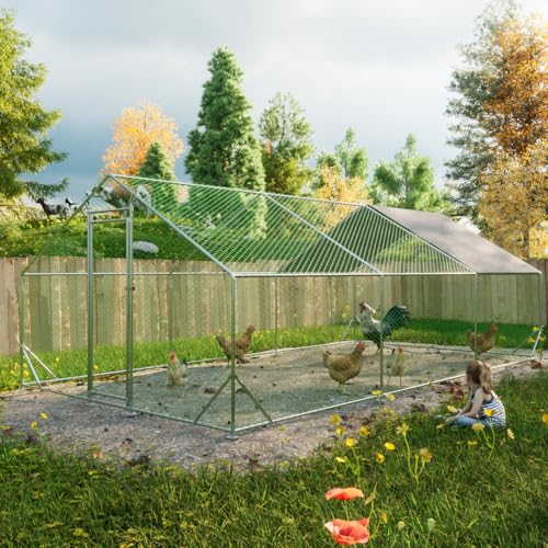 Sturdy Walk-in Chicken Run with Galvanized Steel Frame and PVC-Coated Hexagonal Wire Mesh for Outdoor Poultry Enclosure (3x6m-1) - color: 3x6m-1