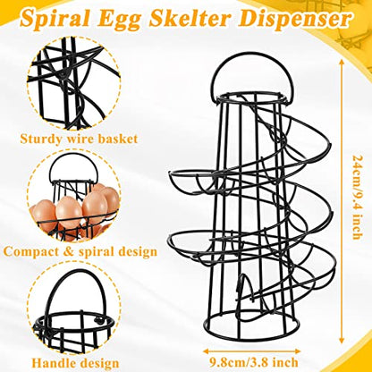 Zubebe 2 Pcs Egg Basket Storage, Spiral Fresh Egg Collecting Holder Countertop Metal Wire Rack Functional Dispenser for Kitchen Display(9.4'',handle Style) - size: 9.4'', style: Handle Style