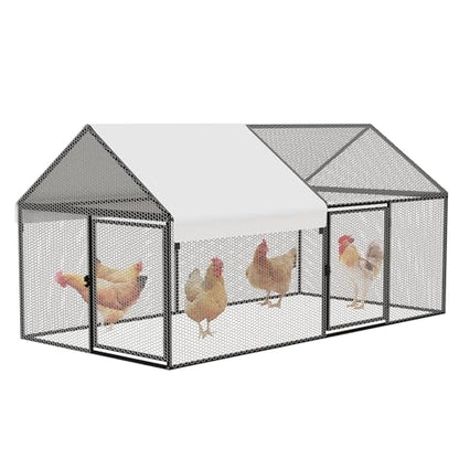 NUGRIART Metal Chicken Coop 79"×40"×40" Chicken Run with Waterproof Cover Portable Poultry Cage Walk in Hen House Outdoor Backyard Farm Animal Enclosure Crate Pet Playpen Exercise Pen for Rabbit Duck - size: 79.0"L x 40.0"W x 40.0"H