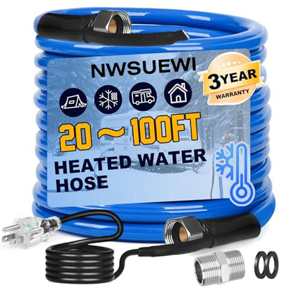 50FT Nwsuewi RV heated water Hose, lead and BPA-free,1/2 inner diameter, anti-freezing temperature drops to -45°F, a great RV accessory for campers, livestock, and agriculture (50FT) - size: 50FT