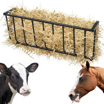 Wall Mount Hay Rack,Large Capacity Livestock Hay Feeder, Heavy-Duty Steel Goat Hay Rack, 40.8" Long Wall Mounted Horse Hay Holder, Multiple Sided Feeding Rack for Sheep Farm Livestock Indoor Outdoor