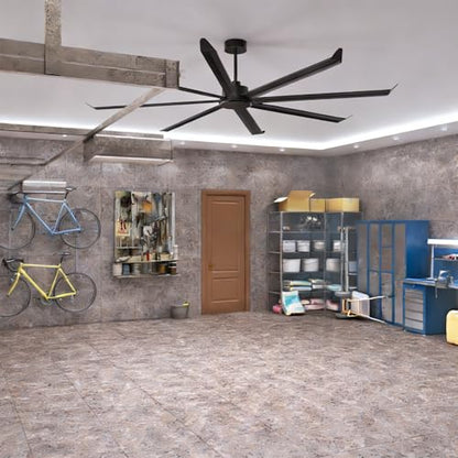 100 Inch Industrial Ceiling Fan No Light, 8 Double-Layer Aluminum Blades, 21000 CFM High Airflow HVLS Commercial Fan, PMSM Motor, with 6 Speeds, Remote & Wall Control for Warehouse Barn Gym