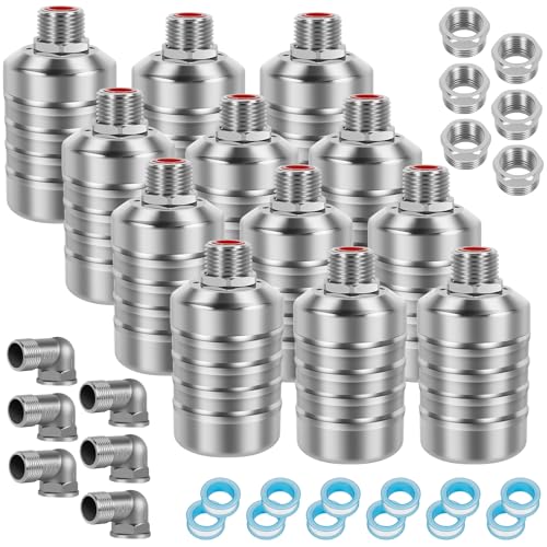 12 pcs 304 Stainless Steel Automatic Water Float Valve 1/2" and 3/4" Connection Types Precise Control Water Level Controller Water Level Control Float Valve for Sink for Water Tank Livestock Troughs - size: 12