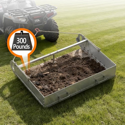 Pasture Manure Scoop, Tow Behind Manure Scoop for Horses Paddocks, Picks Up for Small Manure from Horse, Instead of a Manure Fork ATV Rake, Silver