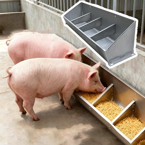 Stainless Steel Pig Feeder Trough, 4 5 7 Holes Wall-Mounted Hog Feeding, Anti-waste Livestock Feed Trough for Cattles, Hogs, Horses(L120cm/47.2"(4 Slots)) - size: L120cm/47.2"(4 Slots)