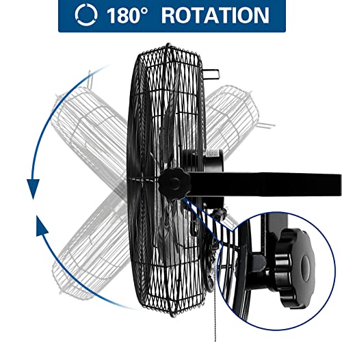 BILT HARD 4600 CFM 20 in. Industrial Wall Mount Fan, 3-Speeds High Velocity Wall Fan with Sealed Motor, Heavy Duty Metal Barn Fans for Garage, Commercial, Greenhouse, Warehouse & Shop Use - size: 20 inch