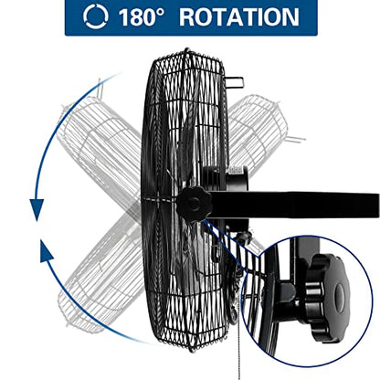 BILT HARD 4600 CFM 20 in. Industrial Wall Mount Fan, 3-Speeds High Velocity Wall Fan with Sealed Motor, Heavy Duty Metal Barn Fans for Garage, Commercial, Greenhouse, Warehouse & Shop Use - size: 20 inch