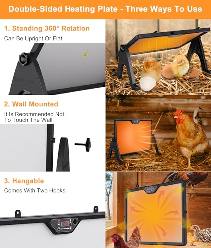 2026 Smart Chicken Coop Heater Coop Radiant Heat Panel Built-in Adaptive Temperature Sensor, Chicken Heater Inside Coop for Winter, Adaptable to Timer and Temp Controllers, ETL UL Compliant
