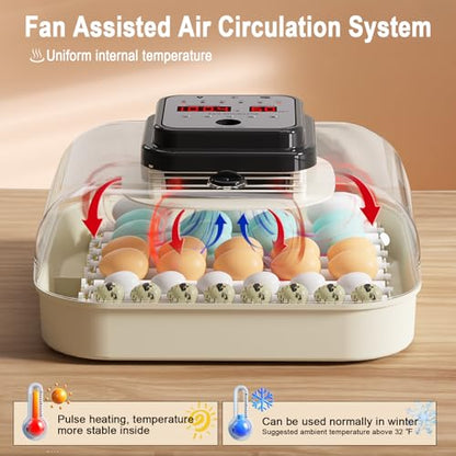 CoInceptus 35 Eggs Incubators for Hatching Eggs,Egg Incubator with Automatic Egg Turning and Humidity Control,Chicken Egg Incubator with Egg Candler, Incubator for Chicken, Duck, Goose, Pigeon, Quail