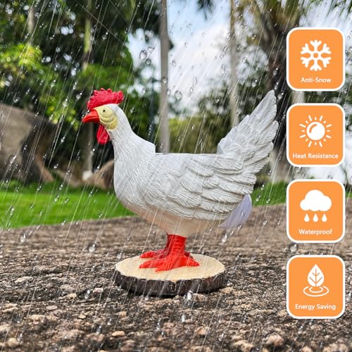 Solar Garden Statues Outdoor Decor, Miniature Chicken Egg Lamp Figurine Mother’s Day Decorations Chickens Lights with Egg in Butt LED 3D Sculpture for Patio, Lawn - Unique Christmas Housewarming Gift - style: chicken