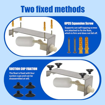 Water Fountain Auto Fill System, Autofill Water Level Kits Pond Auto Fill Float Valve with Adjustable Arm for Outdoor Fountains Ponds Pool Water Tank Garden