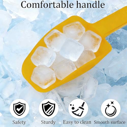 2Pcs Plastic Ice Scoop, Kitchen Scooper for Ice Maker, Ice Bucket, Bar, Freezer, Pet Food, Candy, Coffee Beans, Utility Food Scoop for Home, Party, Wedding, Restaurant (Yellow) - color: Yellow