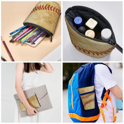 Retro Baseball Kids Standing Pencil Case Girls Boys Telescopic Stationary Pouch with Zipper Large Capacity Stand up Pen Bag Portable Makeup Holder for Children School Students Office Supplies - color: Baseball