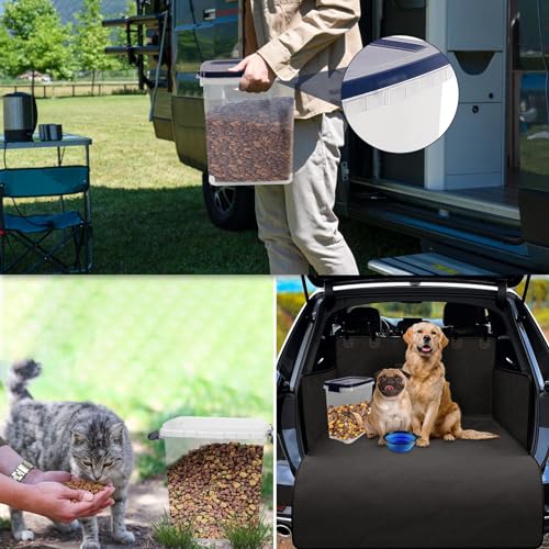 5-10 Lbs Cat Food Storage Container with Scoop - Airtight Dog Food Container - Buckle-Lock Pet Food Container for Dog, Cat, Bird Seed, Chicken, Dry Food Storage Bin Container for Rice, Cereal, Flour