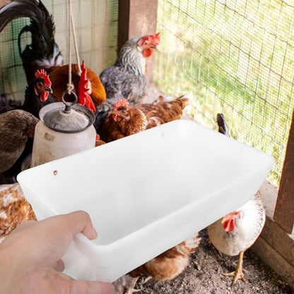 Yardwe 2pcs Hanging Feeder Trough for Livestock Chicken and Goat Feed Container Poultry Waterer Screws and Buckles for Ducks Geese and Deer - color: White