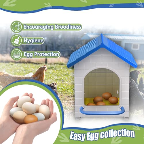 Chicken Nesting Box for Laying Eggs 1/2/3 Pack Large Easy to Assemble Hen Plastic Nesting Box with Washable Nesting Pad for Chicken Coop Wall or Ground Mounted (2 Pack) - size: 2 Pack