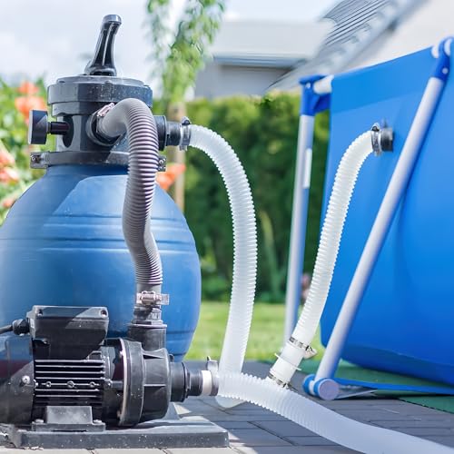 Pool Hose Adapter Pump Hose Connector 1.25 to 1.5 inch Plastic Pool Vacuum Hoses Adapter with 2Pcs Stainless Steel Clamps for Swimming Pools Vacuum Cleaners Filter Pump Hoses, 2 Pack