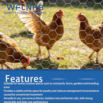 WFLNHB Hexagonal Chicken Wire Poultry Netting Galvanized Mesh Garden Fence Barrier Fence Mesh Roll 6Feet x 50Feet - size: 6FTx50FT