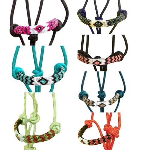 Majestic Ally Padded Beaded Nose Braided Rope Halter with 10' Matching Lead - Full (Brown) - color: Brown