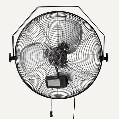 Amazon Basics 18" Indoor Wall-Mounted Industrial Fan with Three Speeds, High CFM, Heavy-Duty Metal Blades, Tilt Head, for Commercial Use, Warehouse, Basement, Black - style: Wall Mounted Fan