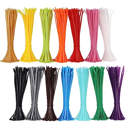 700 Pieces Colored Zip Ties 4 Inch Multi-Purpose Self-Locking Nylon Cable Ties in 14 Different Colour, Assorted Cord Management Bands for Chicken Leg Home Office Garden Workshop - color: 4in,colors,700pcs