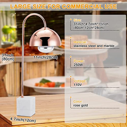 Commercial Food Heat Lamp with Marble Base Infrared Heating Bulb for Food Heating Warmer Light Lamp for Food Service Heat Lamp