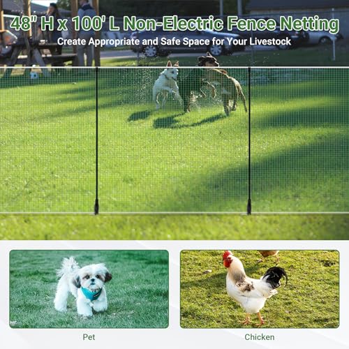 Temporary Fence with Posts 4' x 100' for for Dogs Outdoor Backyard | Plastic Garden Fence Animals Barrier with Fiberglass Stake Windbreak Rope, Portable Outdoor Fence Easy to Use - size: 4' x 100'