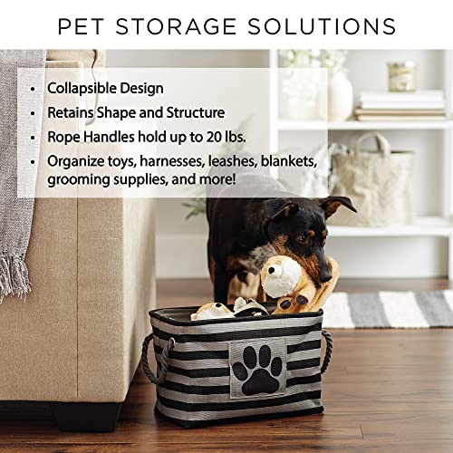 Bone Dry Pet Storage Collection Striped Paw Patch Bin, Medium Rectangle, Brown - color: Brown, size: Medium Rectangle