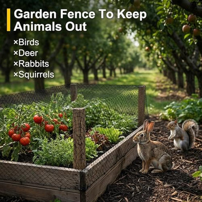 MAQIHAN 13x33ft Bird Netting for Garden - Black Mesh Net Cover for Garden Protection from Deer, Chicken Coop, Squirrel, Poultry Fence for Plant, Fruit Tree, Blueberry Bushes, Strawberry, Vegetable