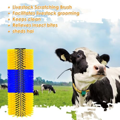 4 Sets Scratch Brushes For Livestock - 20 X 8 Inch Anti-Itch Tool,Multifunctional Cow Scratching Grooming Brush,Screws And Nuts For Sheep, Cattle, Horses, Pigs,Effectively Protecting The Fence - color: blue yellow