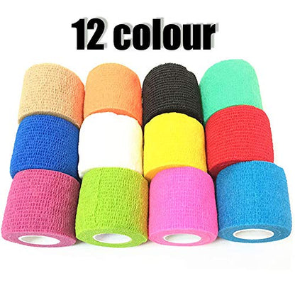 Kuvvfe Elastic Bandages (12-Pack) 2” x 5 Yards | Self Adhesive Bandage Wrap, Kuvvfe Athletic Elastic Cohesive Bandage for Sports Injury,Strain,Knee & Wrist,Ankle Sprains - size: 2x180 Inch (Pack of 12)