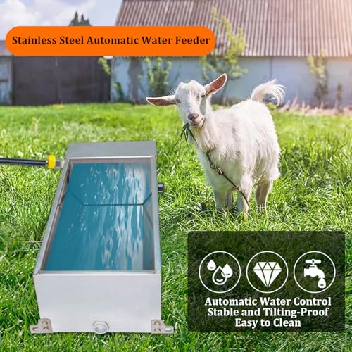 Stainless Steel Large Capacity Self Filling Animal Drinking Bowl,Self Filling Stainless Steel Livestock Water Trough,7.5L Large Capacity,for Cattle,Horses,Goats,Pigs,Dogs and Other Livestock