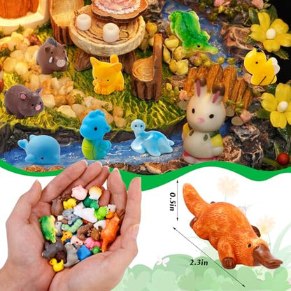 ywevyezc 42 Pcs Mini Resin Animals 42 Styles Resin Animals Figurines Bulk for Micro Fairy Party Favors Garden Hide Accessories Dollhouse Crafts Decor - style: 42Pcs-Animals