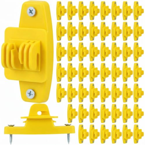 Pushglossy 100 Pcs Electric Wire Fence Insulators Electric Fence Wood Post Claw Insulators Accessories Nail Wood Post Nail on Insulator for Hi-tensile, Heavy Duty Fencing Wire Polywire (Yellow) - color: Yellow