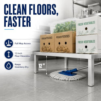 36" x 20" x 12" Aluminum Dunnage Rack – Heavy Duty Floor Storage Stand, NSF for Commercial Use - size: 36"W x 20"D x 12"H