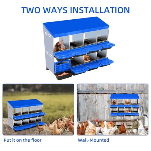 Chicken Nesting Boxes,8 Compartment Nesting Boxes for Laying Eggs,Wall Mount Poultry Roll Away Chicken Laying Boxes,Easy Egg Collection,Cleanable Pull Out Hen Roosting Boxes