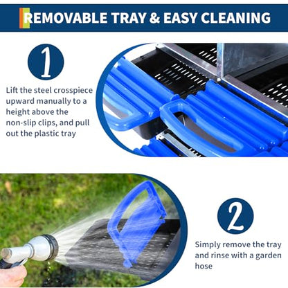 Chicken Nesting Box, 10-Hole Roll Away Egg Laying Box with Lid, Galvanized Steel Rustproof Design - Easy Egg Collection, Easy Clean Wall-Mountable Without Bracket, Blue - color: blue, size: 10 HOLES WITHOUT LEGS