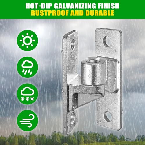Insaga Wall Mount Gate Hinges Heavy Duty (2Pack), Hot-Dip Galvanized Steel, 600LB Load Capacity, Universal Fit for Wood, Concrete & Brick Posts, Outdoor Farm Fence Gate Hardware Kit (4.9"x1.5") - color: Silver-2Pack