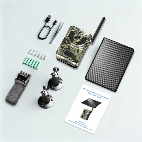 Cellular Trail Camera for Outdoor - Auto Connect Nationwide 4G LTE Non Stop Solar Power - Instant 2K Live Video for Wildlife Deer Hunting Farm Ranch Property Security - Low Glow Waterproof