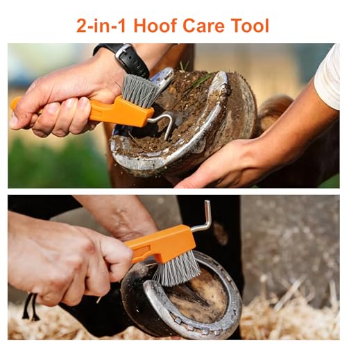 Professional Horse Brush Kit with Storage Tote, 12-Piece Grooming Set for Daily Stable Care, Includes Curry Comb, Hoof Pick & Mane Brush - color: Grey